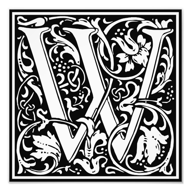 Floral Alphabet Monogram Letter W Foto Print (Vorne)