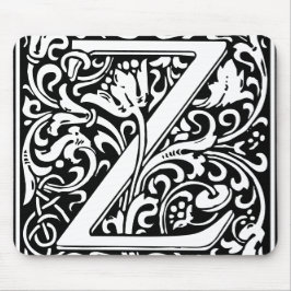 Floral Alphabet Monogram Letter Z Mousepad
