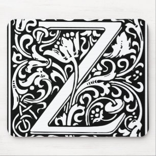 Floral Alphabet Monogram Letter Z Mousepad
