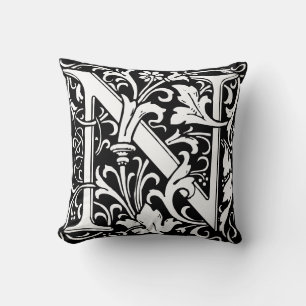 Floral Alphabet Monogramm Buchstabe N Fliese Morri Kissen
