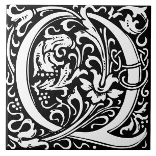 Floral Alphabet Monogramm Buchstabe Q Fliese