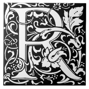 Floral Alphabet Monogramm Buchstabe R Fliese