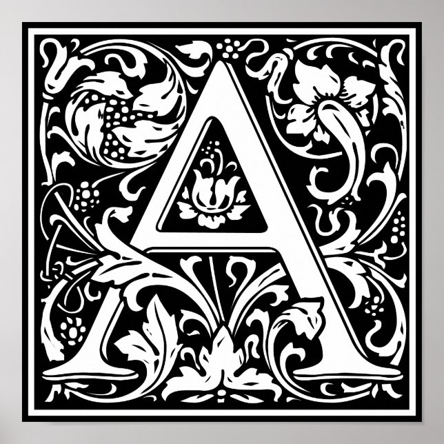 Floral Alphabet Monogramm Letter A Poster (Vorne)