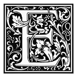 Floral Alphabet Monogramm Letter E Foto drucken