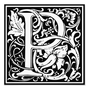 Floral Alphabet Monogramm Letter P Foto drucken