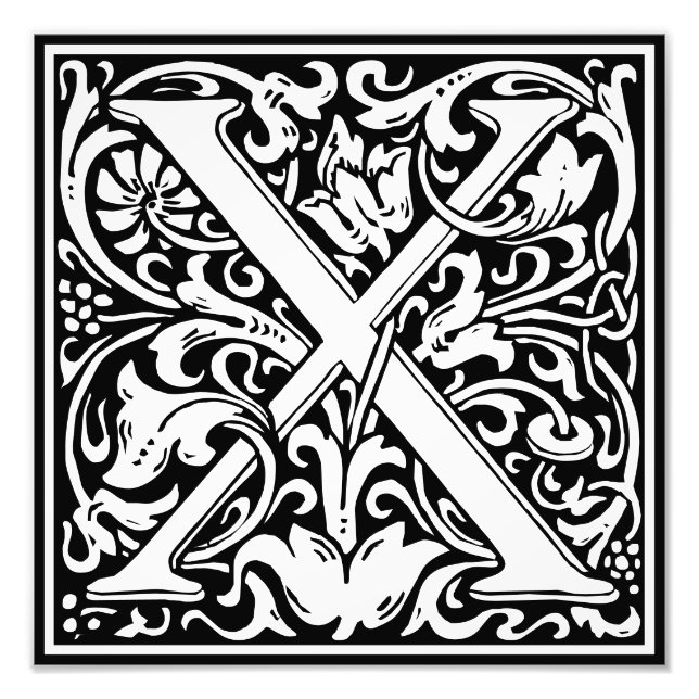 Floral Alphabet Monogramm Letter X Foto drucken (Vorne)