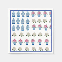 Floral American Flag Ginger Jar Paper Guest Napkin Serviette