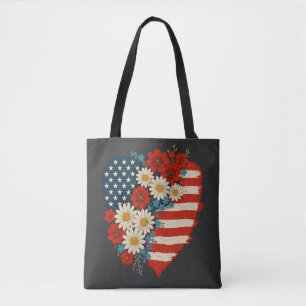 Floral American Flag Herz 4. Juli USA