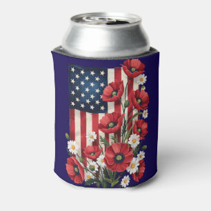 Floral American Flag kann kühlen Dosenkühler