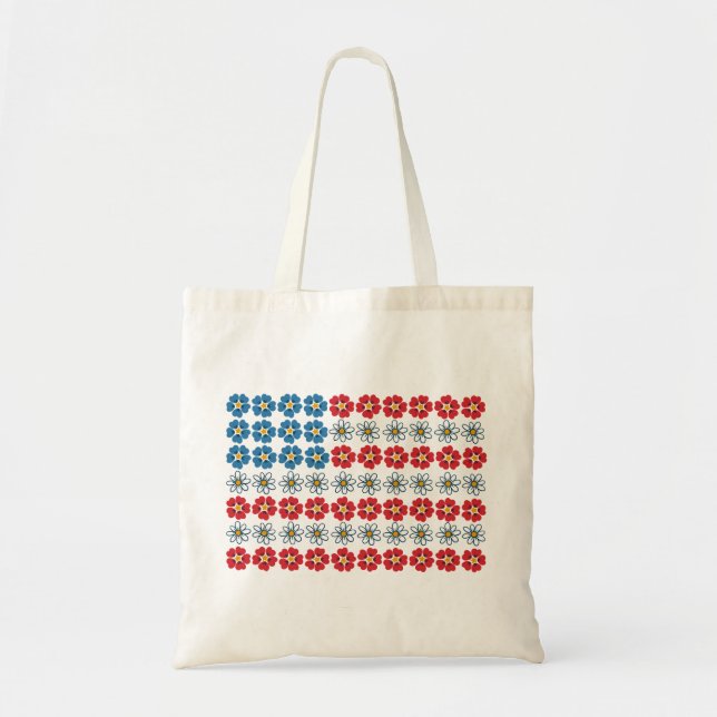 Floral American Flag Patriotic Tragetasche (Vorne)