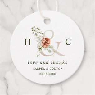Floral Ampersand Elegant Wedding Vielen Dank Geschenkanhänger