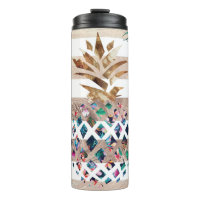 Floral Ananas, goldgestreiftes Design