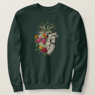 Floral Anatomical Heart Vintage Botanical Art  Sweatshirt