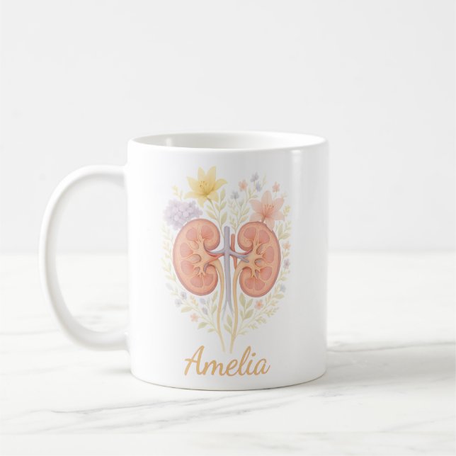 Floral Anatomical Kidney Nephrology Nurse and Tech Kaffeetasse (Links)