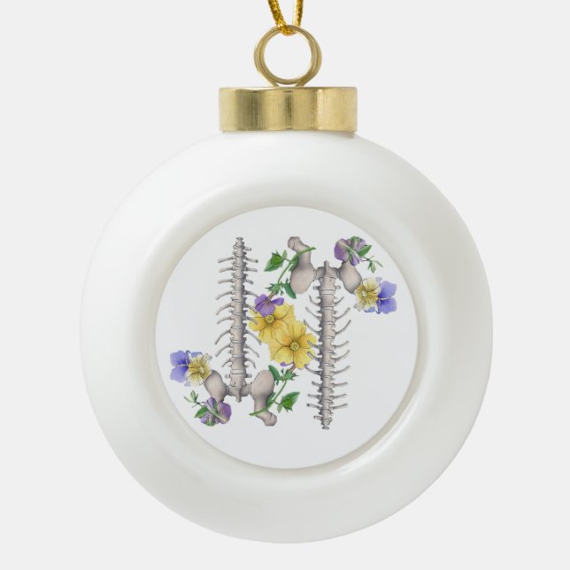 Floral Anatomy - Vertebrae, Hip Bone Keramik Kugel-Ornament (Vorderseite)