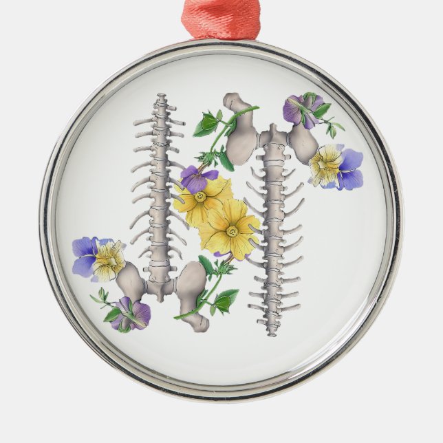 Floral Anatomy - Vertebrae, Hip Bone Ornament Aus Metall (Vorne)