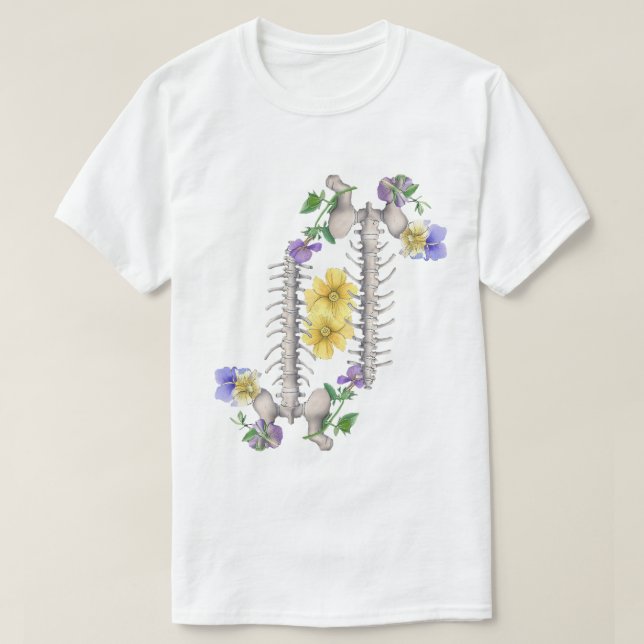 Floral Anatomy - Vertebrae, Hip Bone T-Shirt (Design vorne)
