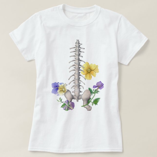 Floral Anatomy - Vertebrae, Hip Bone T-Shirt (Design vorne)