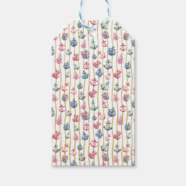 Floral Anchor-Geschenk-Tag Geschenkanhänger (Vorderseite)