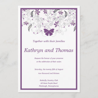 Floral and butterfly wedding einladung