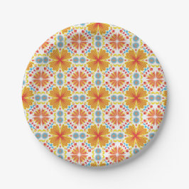 floral and geometric pattern in shades of orange pappteller