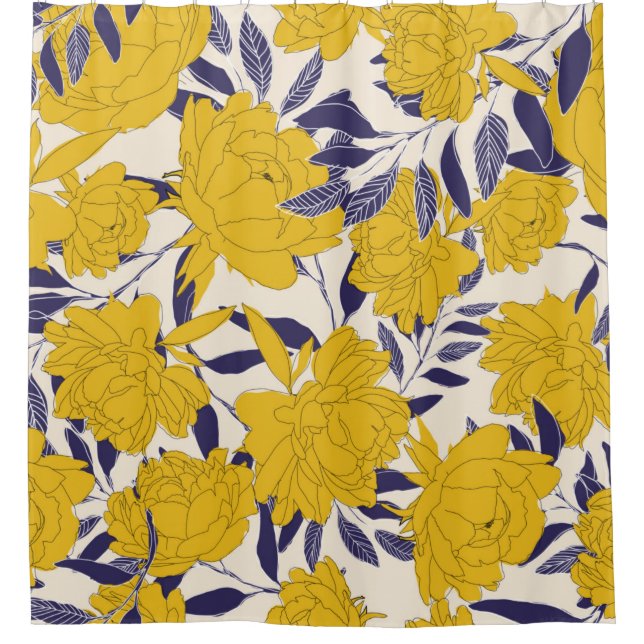 floral and leaf seamless pattern duschvorhang (Vorderseite)