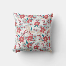 Floral and Leaves Bouquets  Green Background Kissen