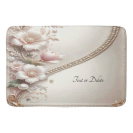 Floral and Pearl Embellishments Bath Mat Badematte