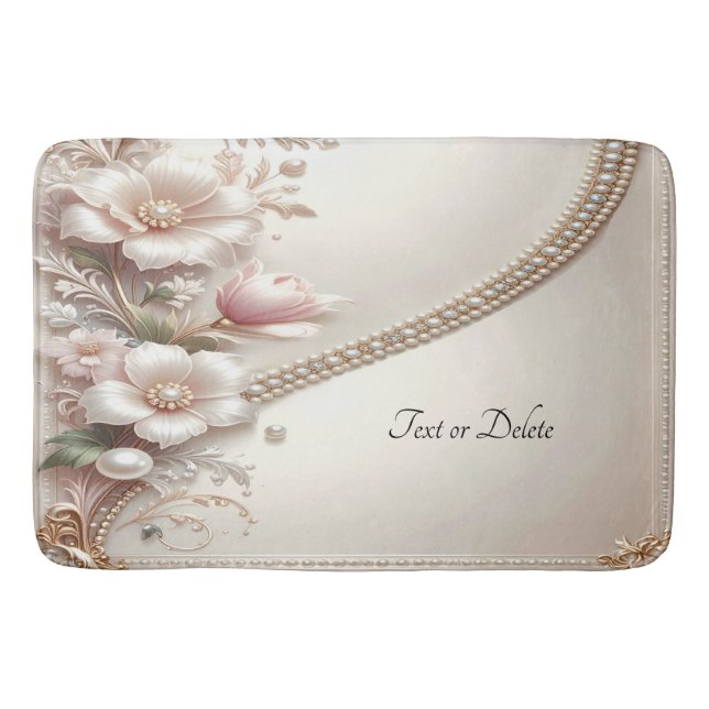 Floral and Pearl Embellishments Bath Mat Badematte (Vorderseite)