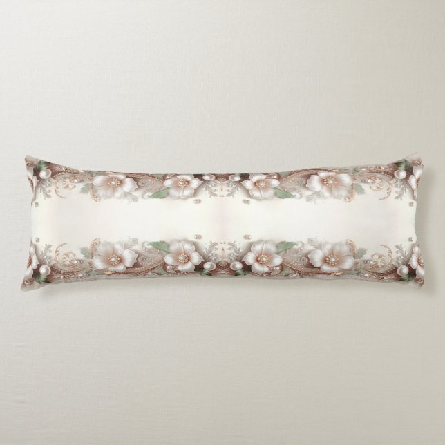 Floral and Pearl Embellishments Body Pillow Seitenschläferkissen (Vorderseite)