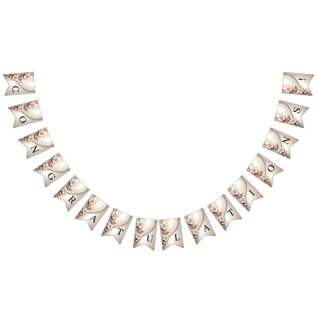 Floral and Pearl Embellishments Bunting Flag Wimpelkette (Alle)