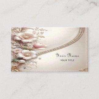 Floral and Pearl Embellishments Business Card Visitenkarte