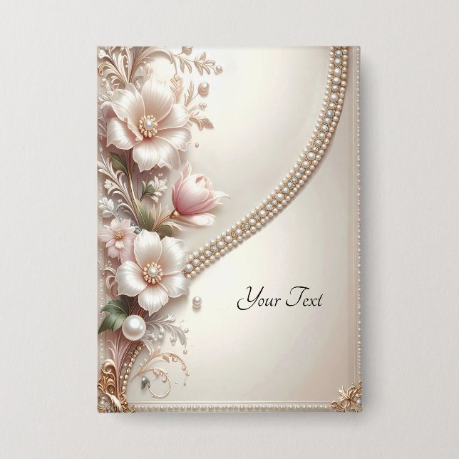 Floral and Pearl Embellishments Button (Vorderseite)
