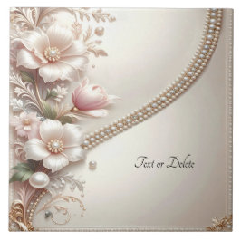 Floral and Pearl Embellishments Ceramic Tile Fliese