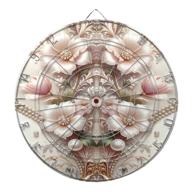 Floral and Pearl Embellishments Dartboard Dartscheibe (vorne)