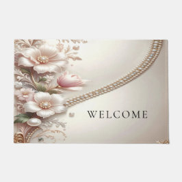 Floral and Pearl Embellishments Doormat Fußmatte