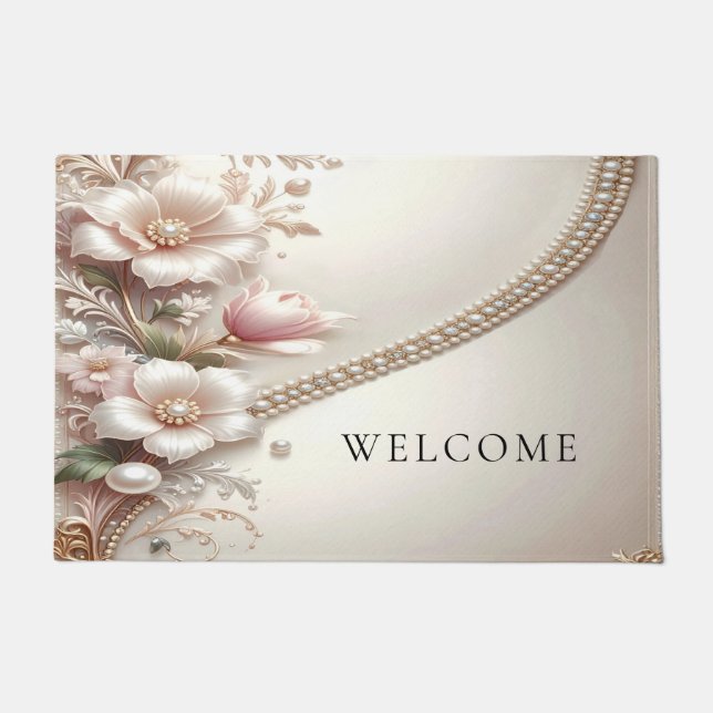 Floral and Pearl Embellishments Doormat Fußmatte (Vorderseite)