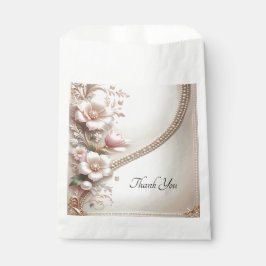 Floral and Pearl Embellishments Favor Bag Geschenktütchen