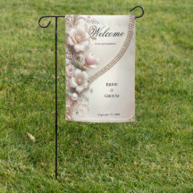 Floral and Pearl Embellishments Garden Flag