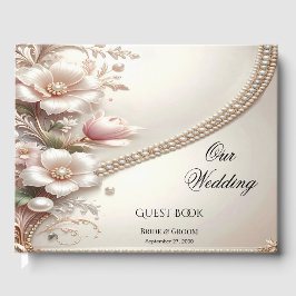 Floral and Pearl Embellishments Guest Book Gästebuch