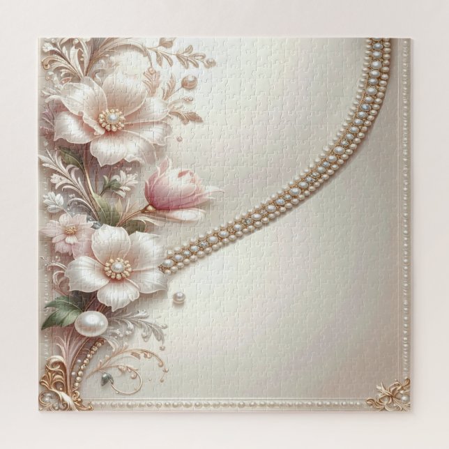 Floral and Pearl Embellishments Jigsaw Puzzle (Vertikal)