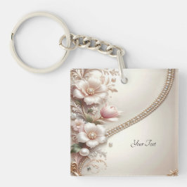 Floral and Pearl Embellishments Keychain Schlüsselanhänger