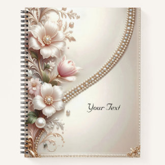 Floral and Pearl Embellishments Notebook Notizbuch