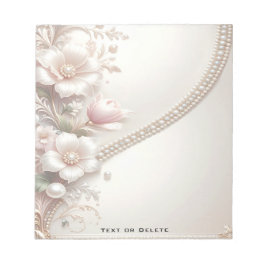 Floral and Pearl Embellishments Notepad Notizblock