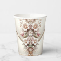 Floral and Pearl Embellishments Paper Cups