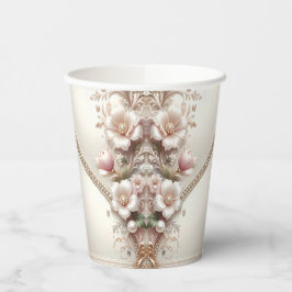 Floral and Pearl Embellishments Paper Cups Pappbecher