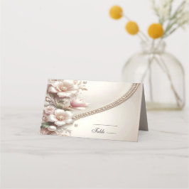 Floral and Pearl Embellishments Place Card Platzkarte