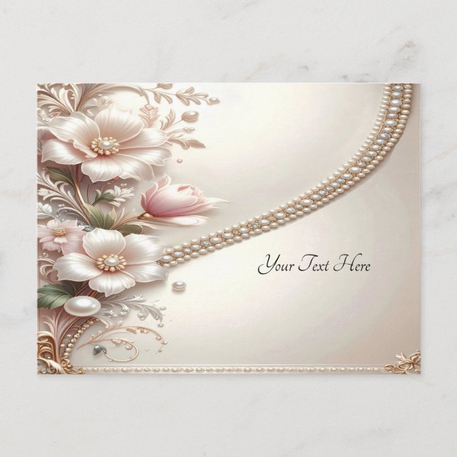 Floral and Pearl Embellishments Postcard Postkarte (Vorderseite)
