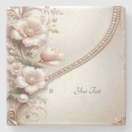 Floral and Pearl Embellishments Stone Coaster Steinuntersetzer