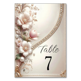 Floral and Pearl Embellishments Table Number Tischnummer